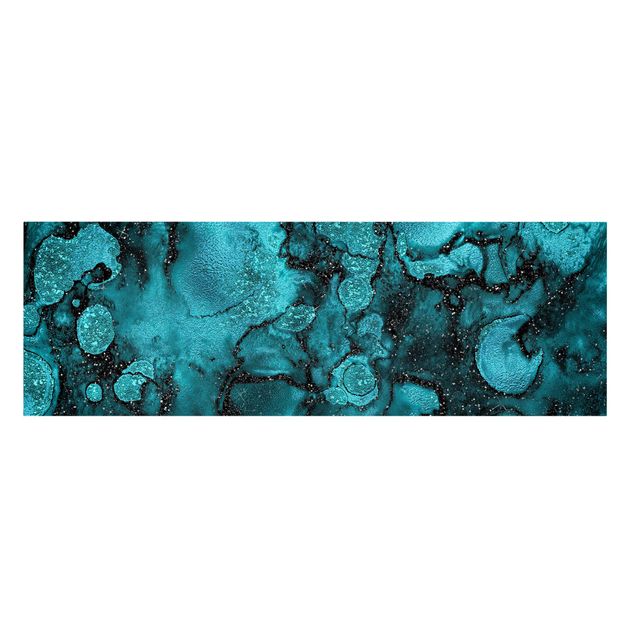 Turquoise canvas wall art Turquoise Drop With Glitter