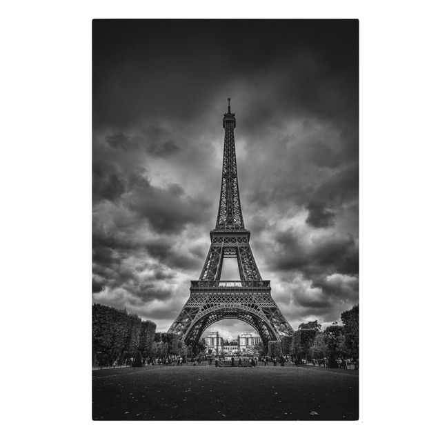 Contemporary art prints Eiffel Tower In Front Of Clouds In Black And White