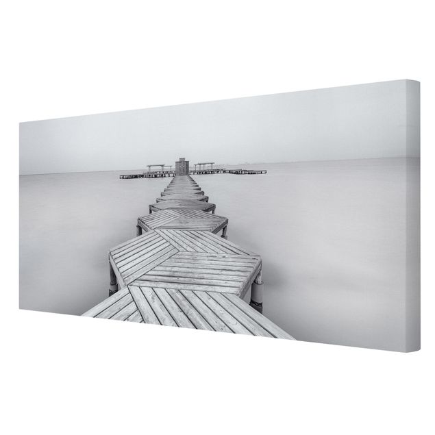Black and white art Wooden Pier In Black And White