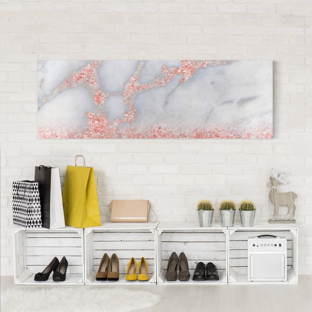 Canvas art Marble Look With Pink Confetti