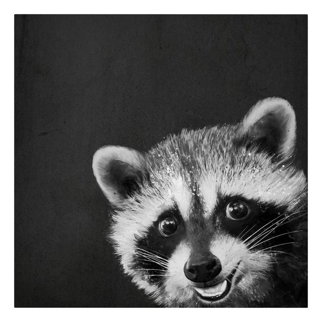 Canvas black and white Illustration Racoon Black And White Painting