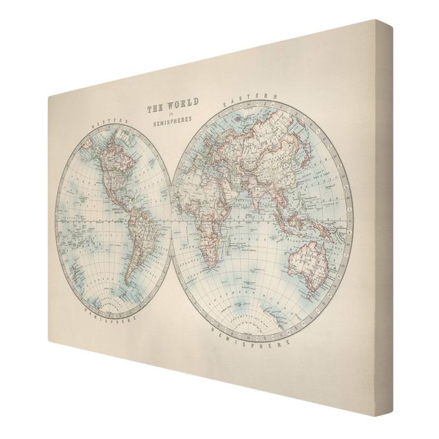 Canvas prints Vintage World Map The Two Hemispheres