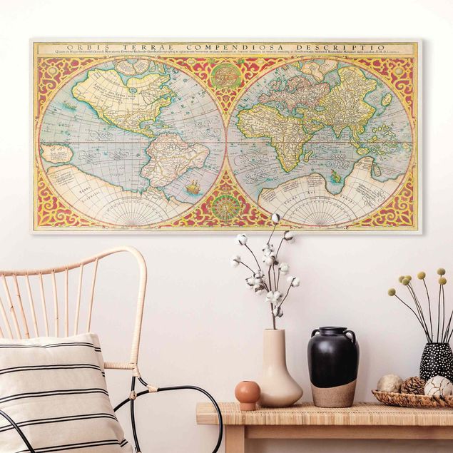 Kitchen Historic World Map Orbis Descriptio Terrare Compendiosa