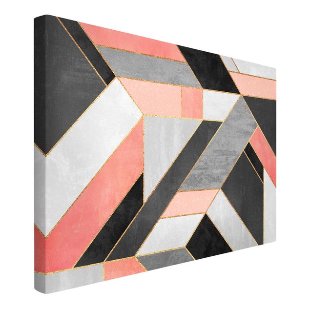 Canvas art Geometry Pink And Gold