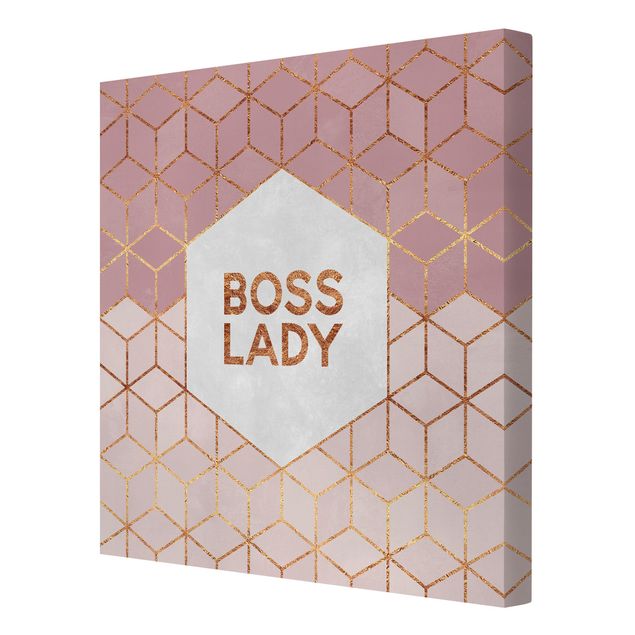 Pink wall art Boss Lady Hexagons Pink