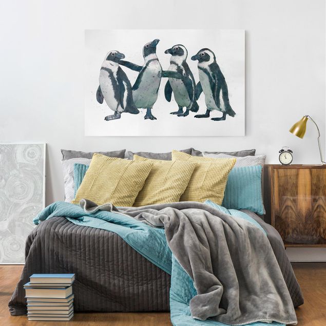 Canvas prints birds Illustration Penguins Black And White Watercolour