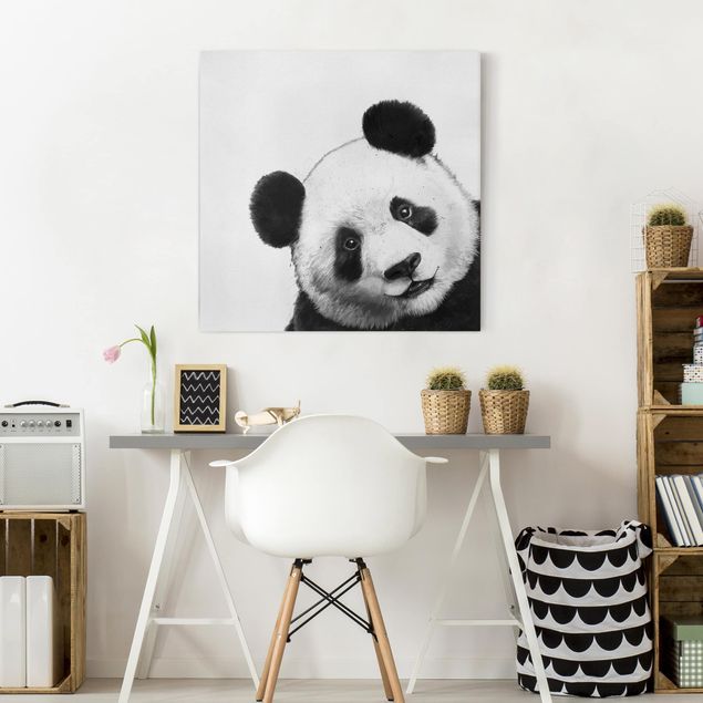 Bear art prints Illustration Panda Black And White Drawing