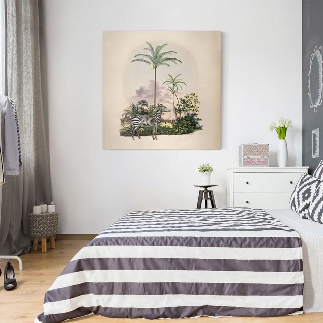 Landscape canvas prints Zebra Front Of Palm Trees Illustration