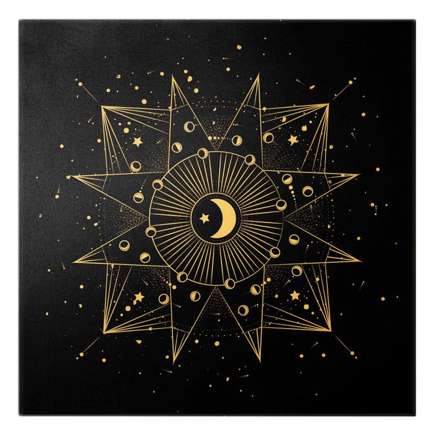 Black prints Astrology Moon Magic Black