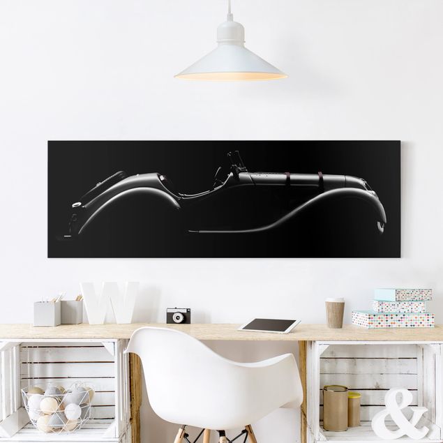 Wall art black and white Vintage Car Silhouette