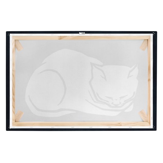 Black and white art Sleeping Cat Illustration