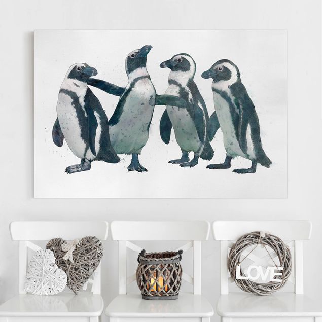 Laura Graves Art Illustration Penguins Black And White Watercolour