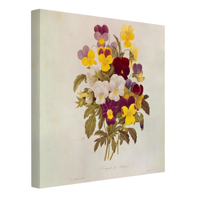 Canvas prints art print Pierre Joseph Redoute - Bouquet Of Pansies