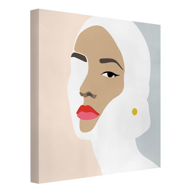 Canvas art prints Line Art Portrait Woman Pastel Grey