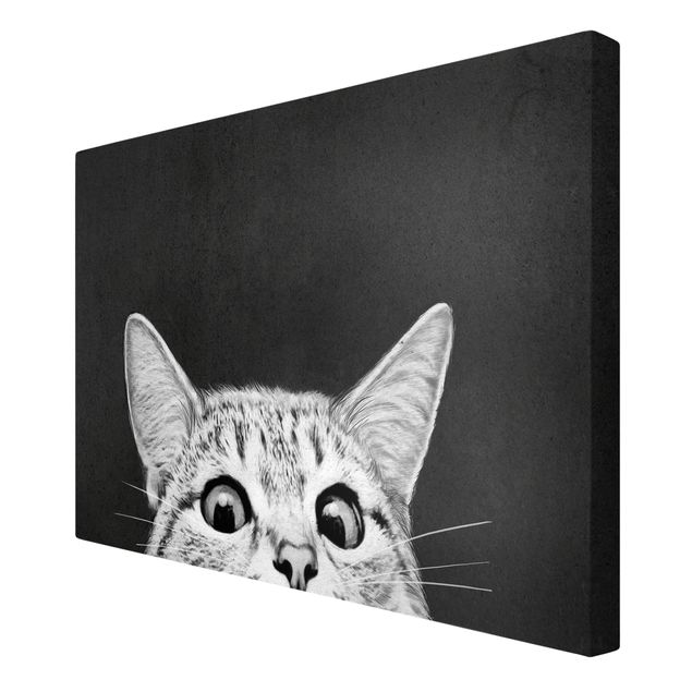 Canvas art prints Illustration Cat Black And White Drawing