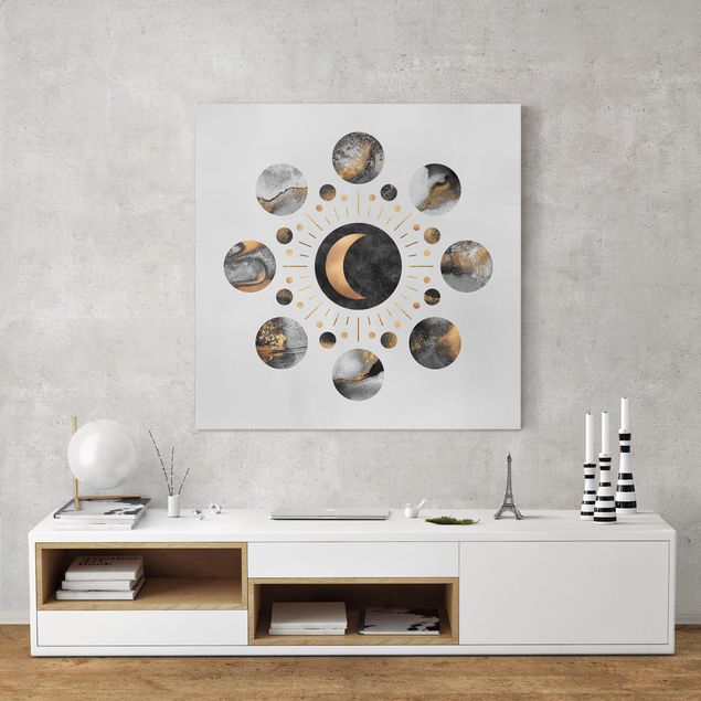 Canvas art Moon Phases Abstract Gold
