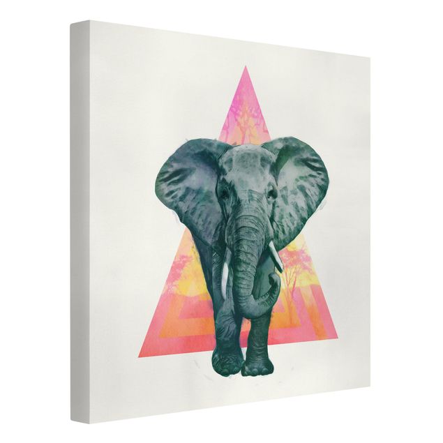 Prints elefant Illustration Elephant Front Triangle Painting