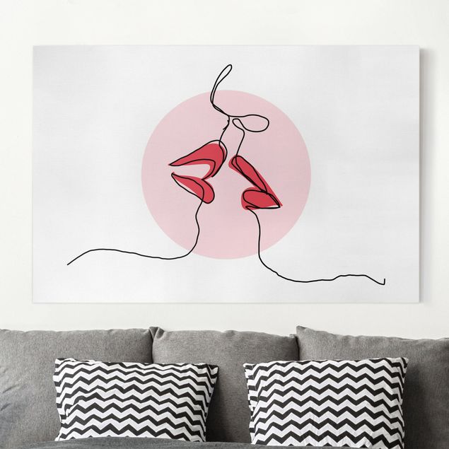 Wall art prints Lips Kiss Line Art