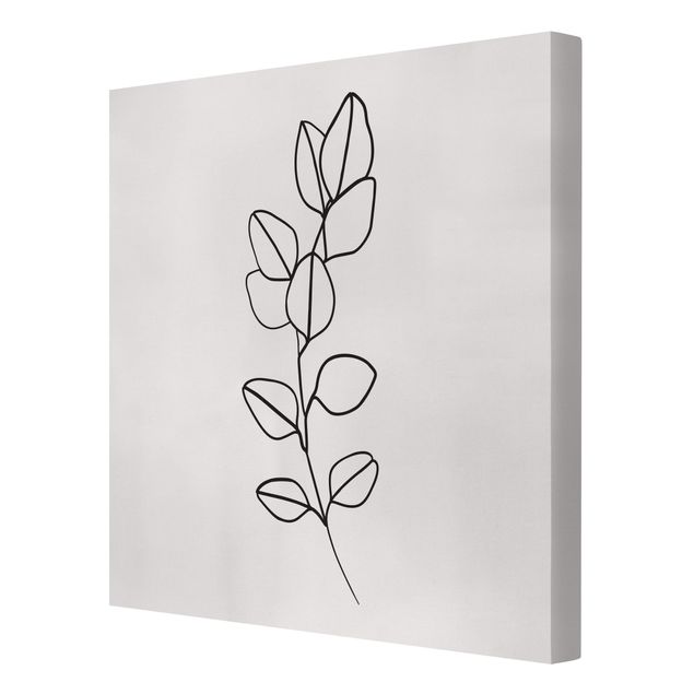 Wall art black and white Line Art Branch Leaves Black And White