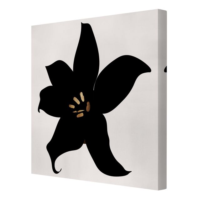 Canvas art Graphical Plant World - Orchid Black And Gold