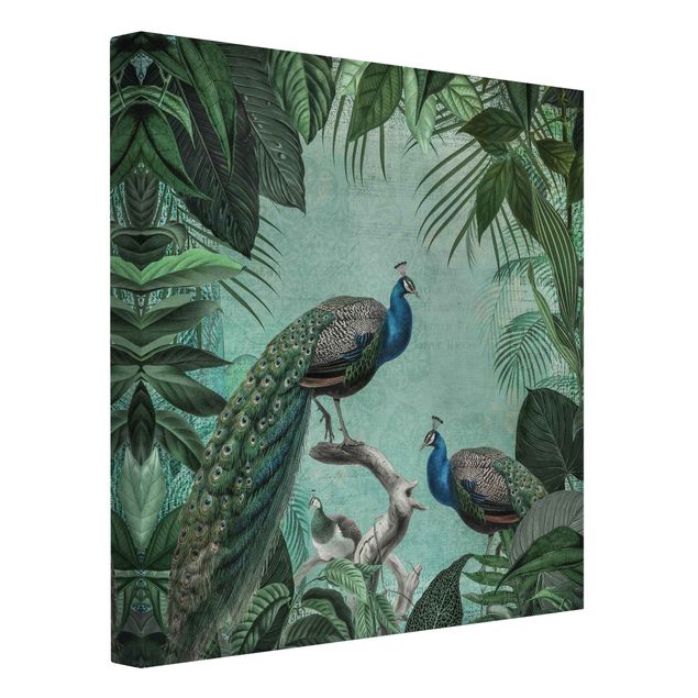 Canvas art Shabby Chic Collage - Noble Peacock