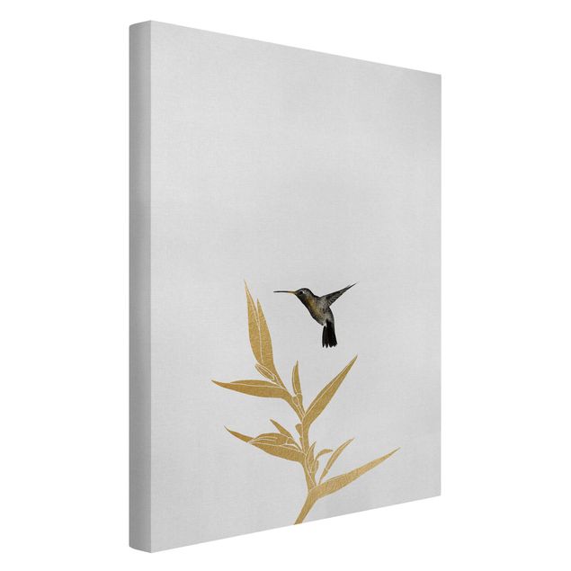 Canvas art Hummingbird And Tropical Golden Blossom II