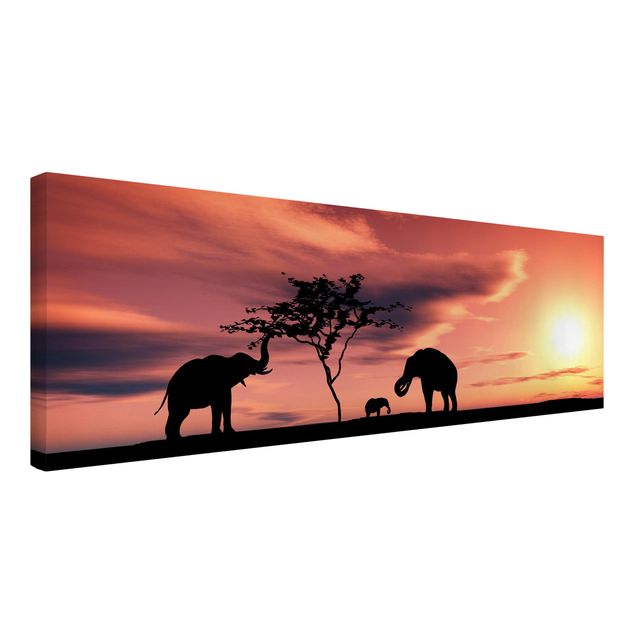 African wall art canvas African Elephant Family