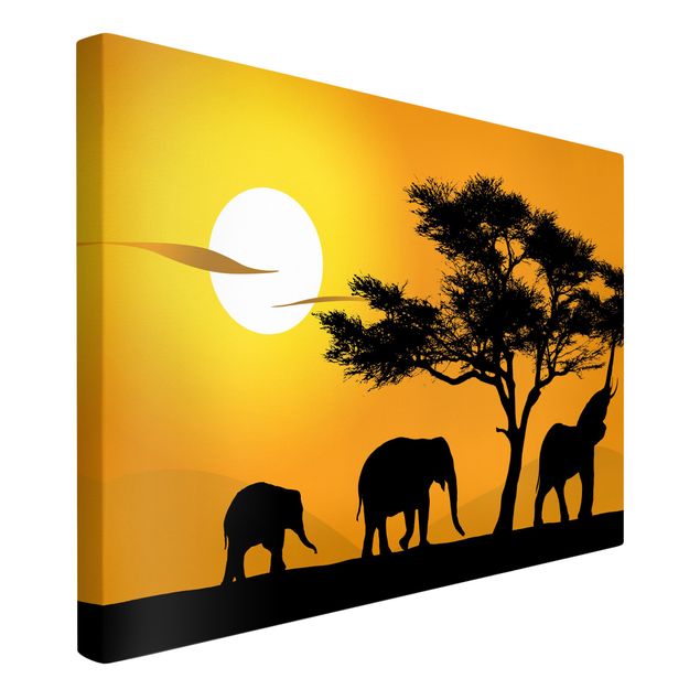 African canvas art African Elephant Walk