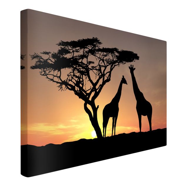 Giraffe canvas African Sunset
