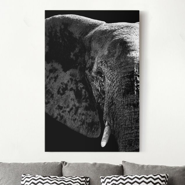 Kitchen African Elephant black and white
