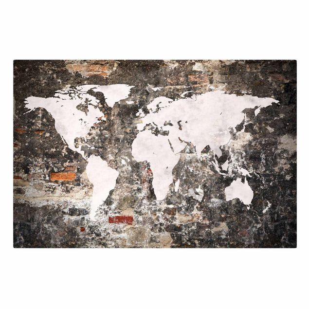 Canvas maps Old Wall World Map