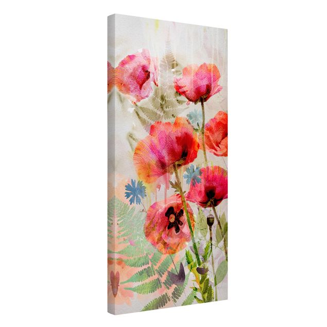 Floral canvas Watercolour Flowers Poppy