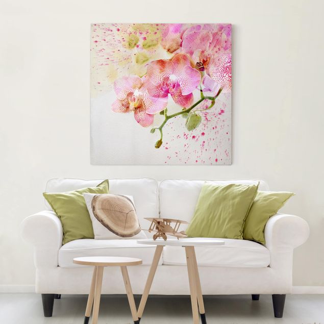 Red rose canvas Watercolour Flowers Orchids