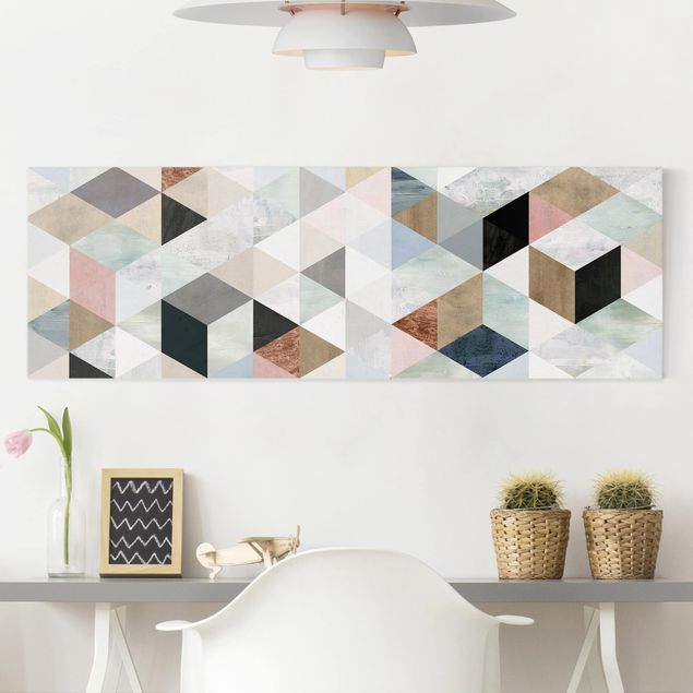 Kitchen Watercolour Mosaic With Triangles I