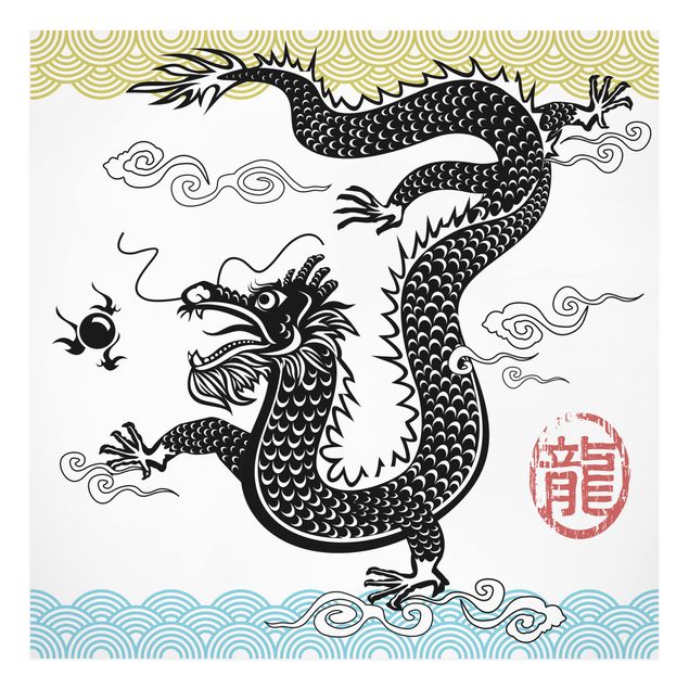 Retro canvas prints Asian Dragon