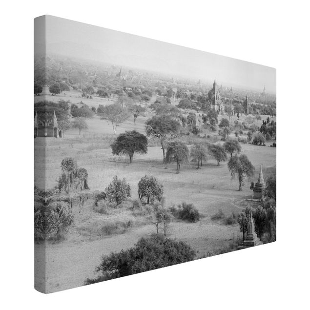 Black and white canvas art Bagan in Myanmar II