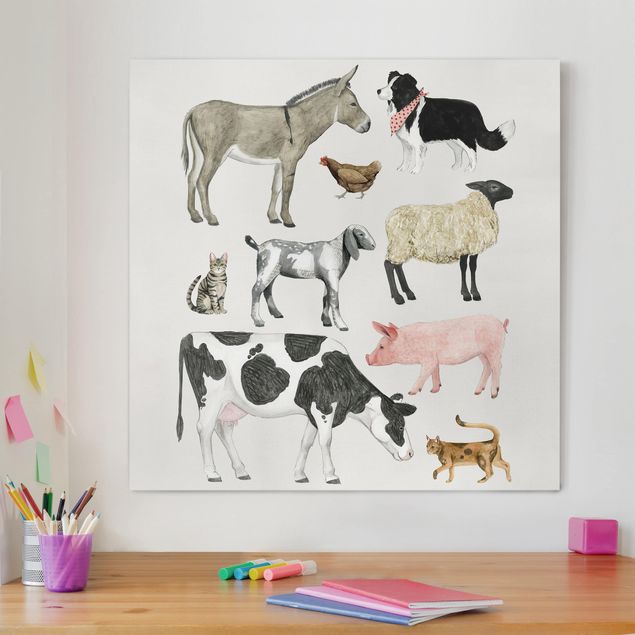 Cat canvas art Farm Animal Family II
