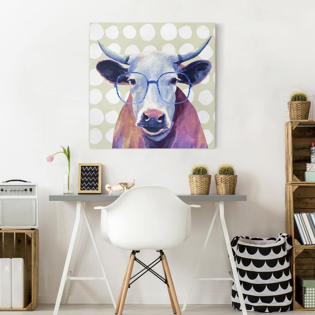 Child wall art Animals With Glasses - Cow