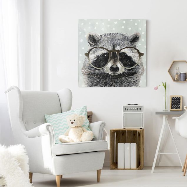 Prints animals Animals With Glasses - Raccoon