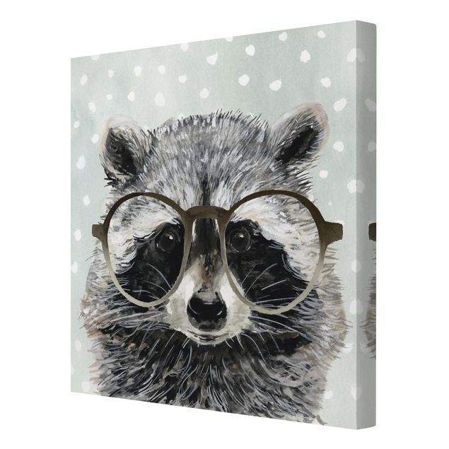 Grey prints Animals With Glasses - Raccoon