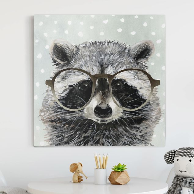 Nursery decoration Animals With Glasses - Raccoon