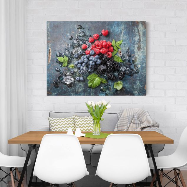 Prints flower Berry Mix With Ice Cubes Wood