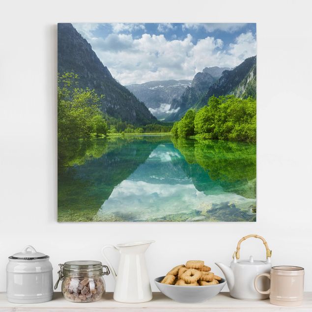 Landscape canvas prints Mountain Lake With Water Reflection