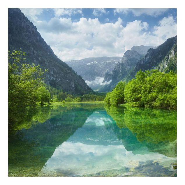 Mountain canvas art Mountain Lake With Water Reflection