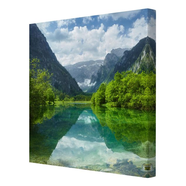 Prints modern Mountain Lake With Water Reflection
