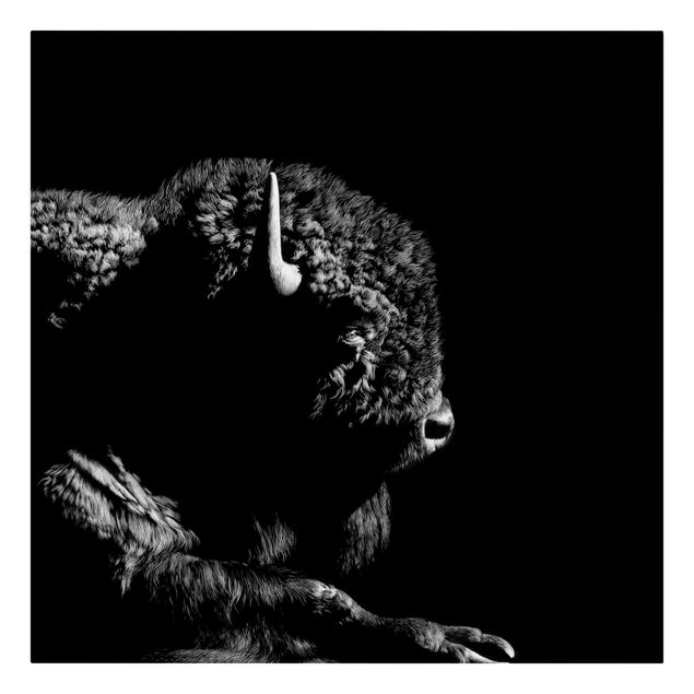 Black and white wall art Bison In The Dark