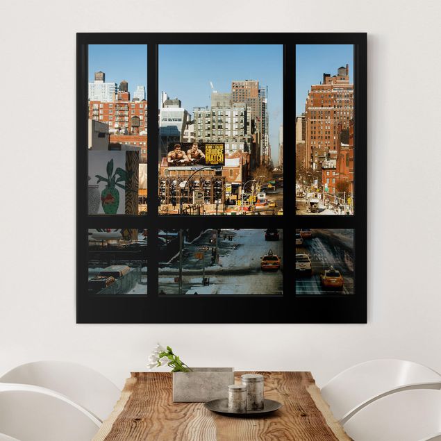 New York skyline canvas View From Windows On Street In New York