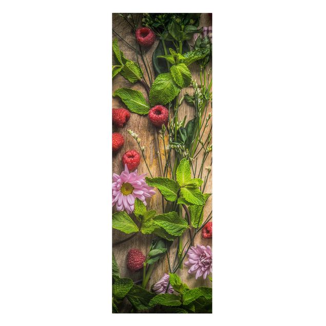 Canvas prints fruits and vegetables Flowers Raspberries Mint