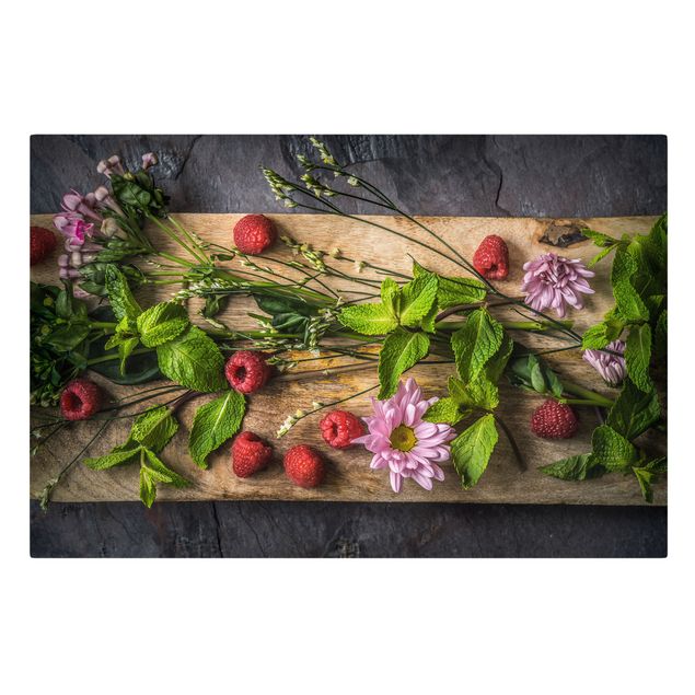 Canvas prints fruits and vegetables Flowers Raspberries Mint