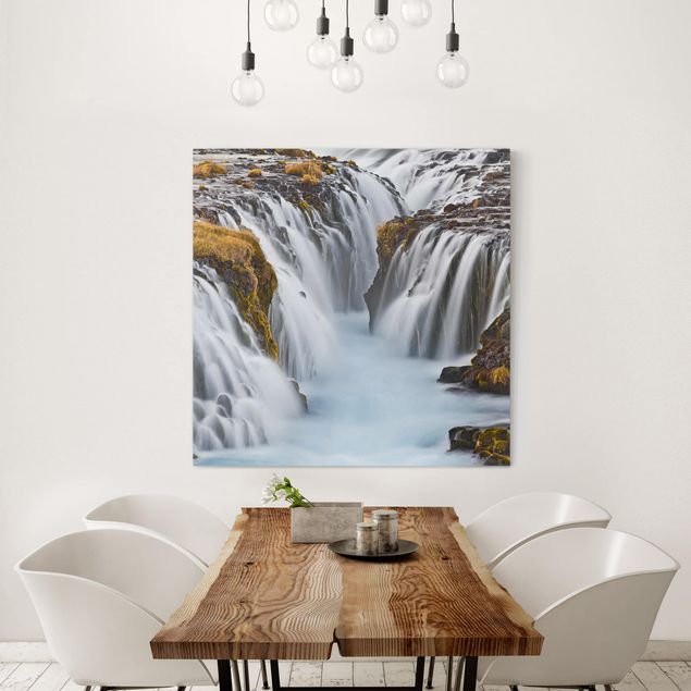 Waterfall canvas wall art Brúarfoss Waterfall In Iceland